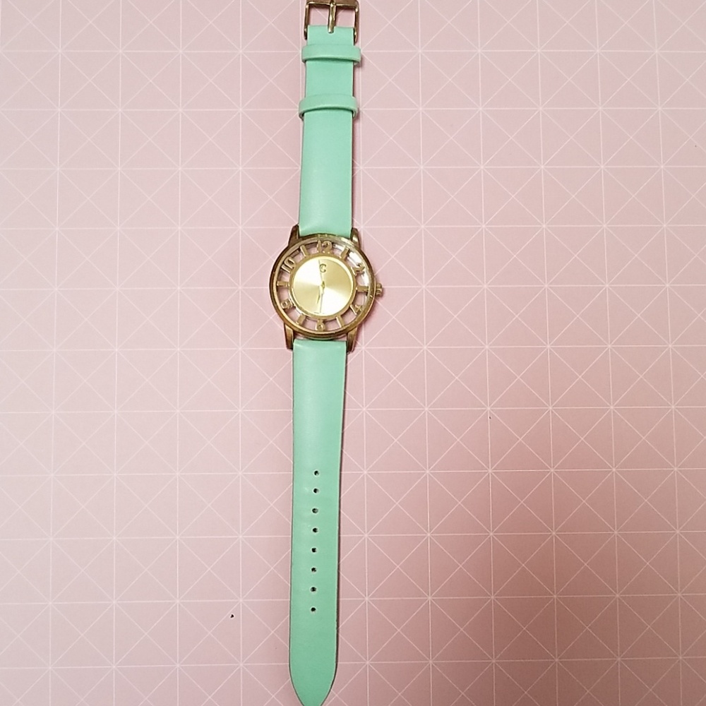 Turquoise and gold wrist watch